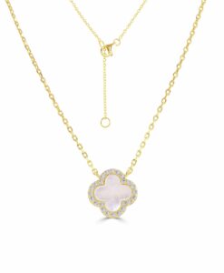 Updated MOP Clover Necklace with Gold