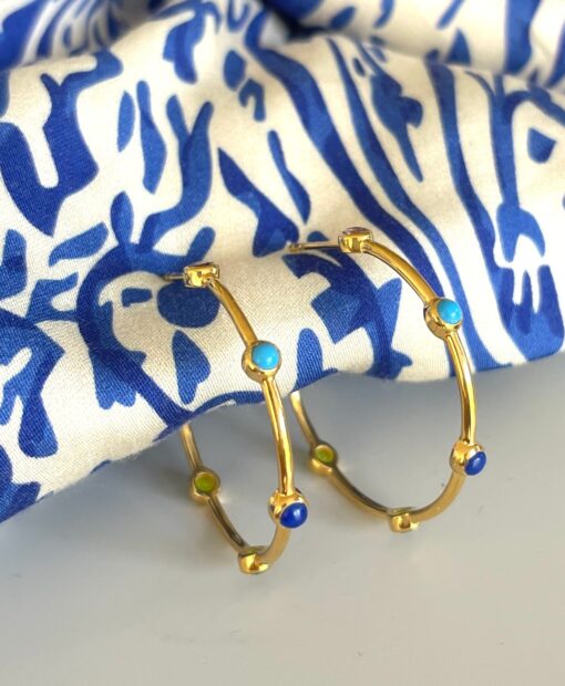 Aphrodite Large Gold Stone Hoops
