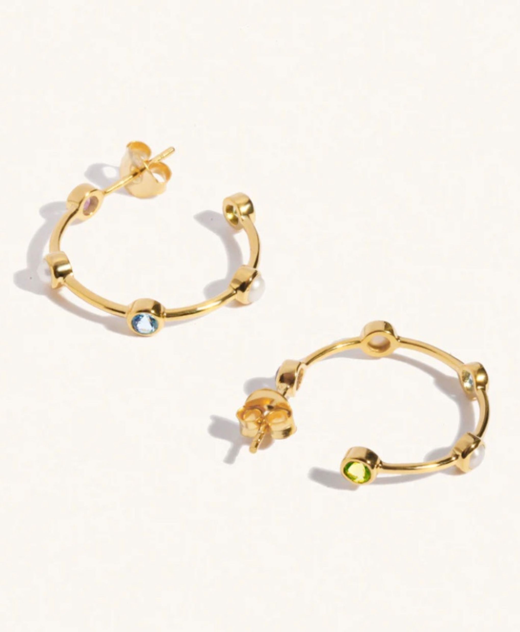 Athena Stone and Pearl Gold Hoops