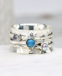 Silver spinning ring with turquoise