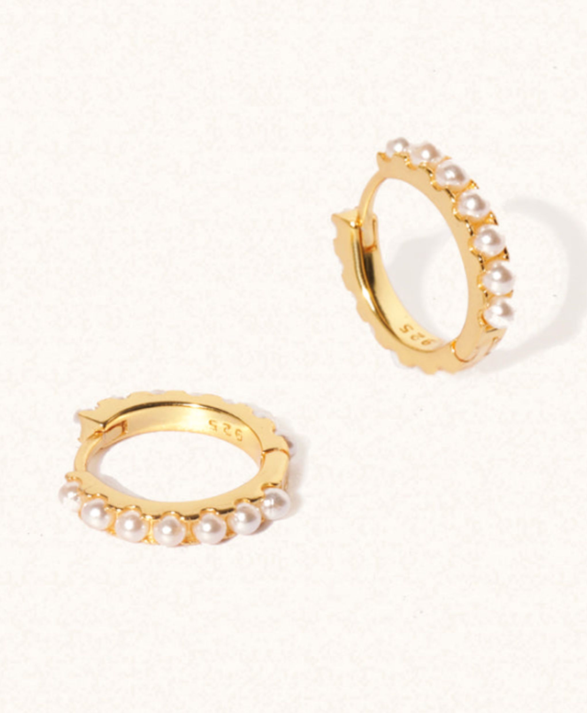 Gold Pearl Huggie Earrings - Flutterby Jewellery