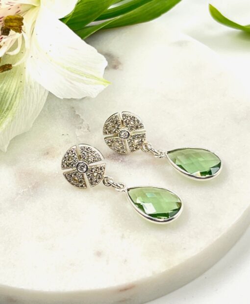 Malta Green Silver Earrings