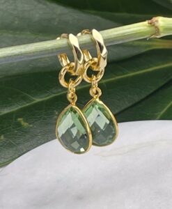Kiera Evergreen Huggie Gold Earrings
