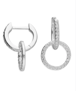 CZ Circle Charm Huggie Earrings