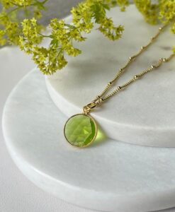 Poppy Gold Olive Green Necklace