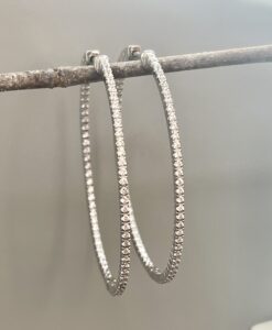Celia Sparkly Silver Hoop Earrings