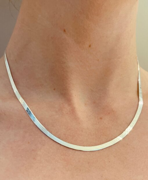 Silver Herringbone Necklace