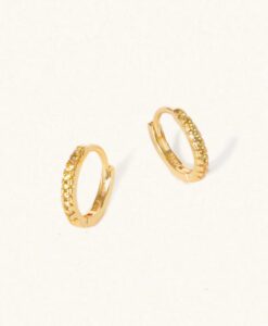 November Birthstone Gold Huggie Earrings