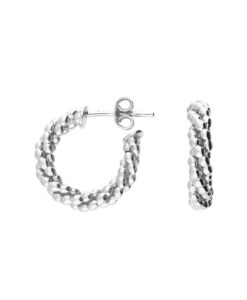 Silver Twisted Bead Hoops