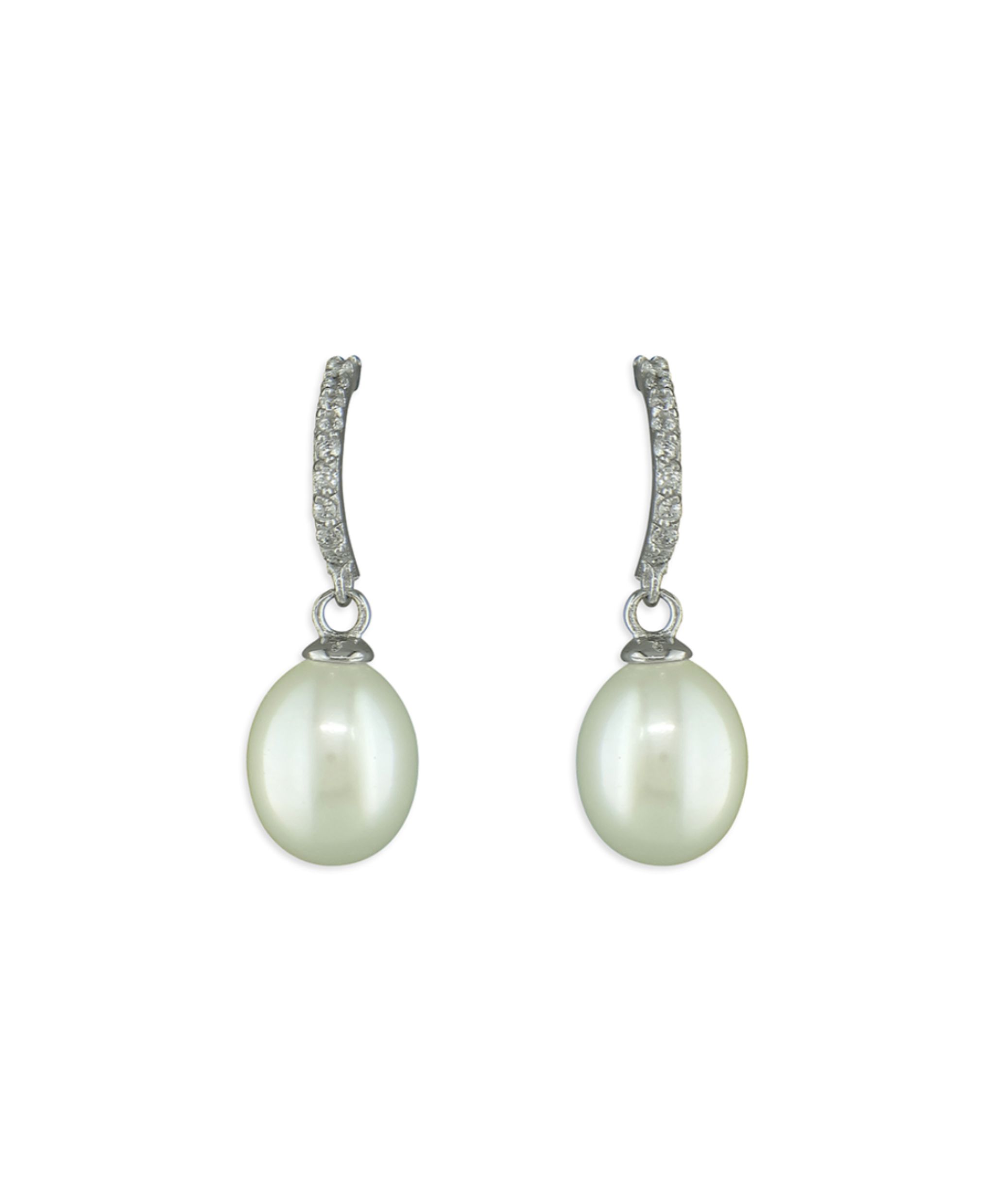 Diamond Style Pearl Drop Earrings - Flutterby Jewellery