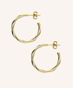 Gold and White Candy Stripe Hoops