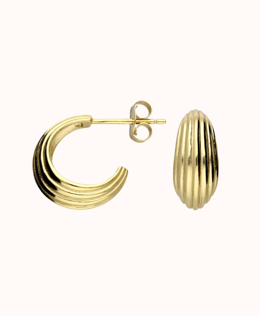 Olivia Ridged Gold Hoop Earrings Flutterby Jewellery 2743