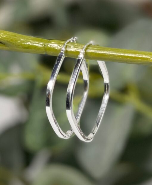 Silver Square Hoop Earrings - Flutterby Jewellery