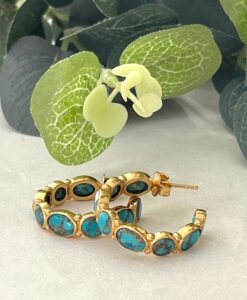 Mojave Turquoise Gold Hoop Earrings