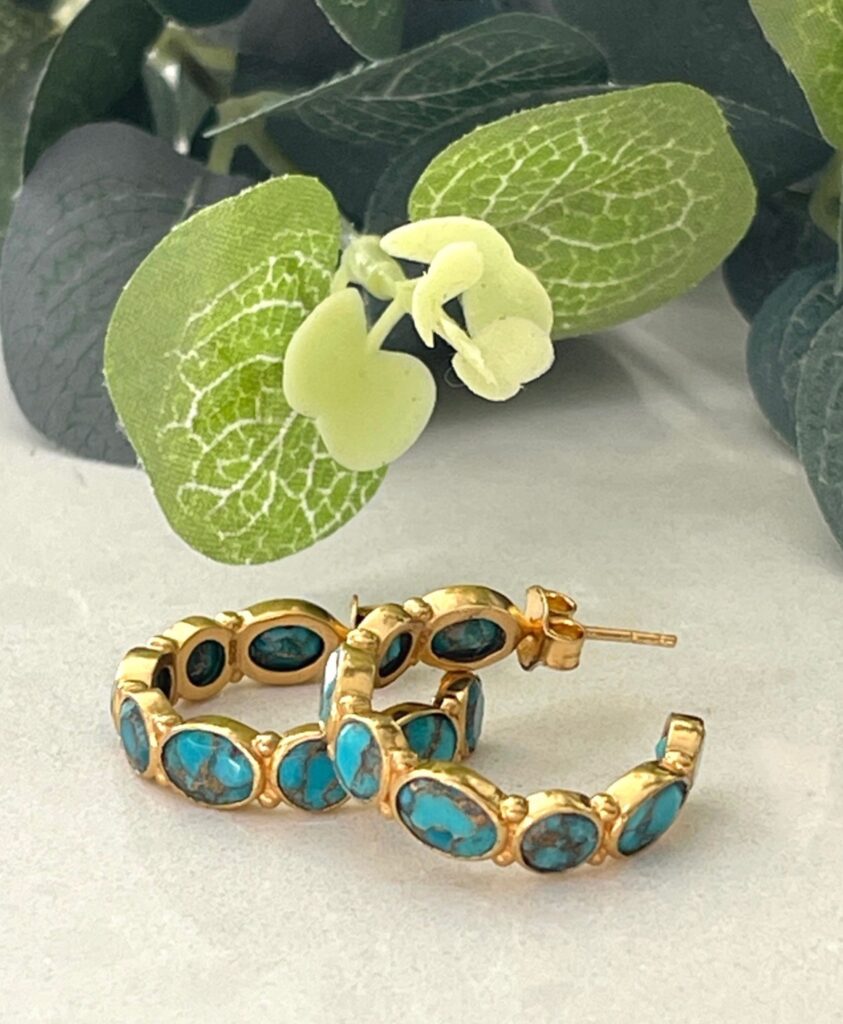 Mojave Turquoise Hoop Earrings - Flutterby Jewellery