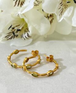 Peridot Gold Hoop Earrings