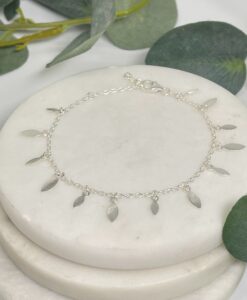 Silver Petal Bracelet on tile