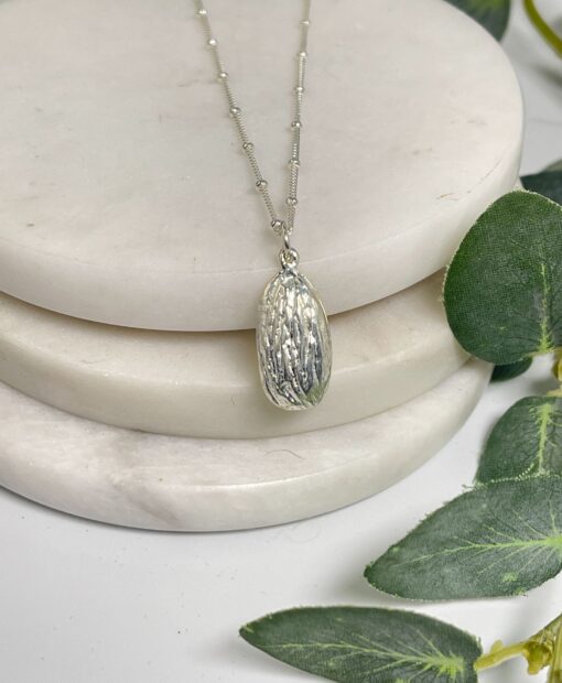 Almond Silver Pendant Necklace