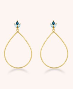 Lotus Flower BT Gold Drop Earrings on cream