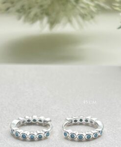 Silver and Blue Huggie Earrings