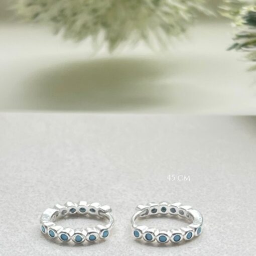 Silver and Blue Huggie Earrings