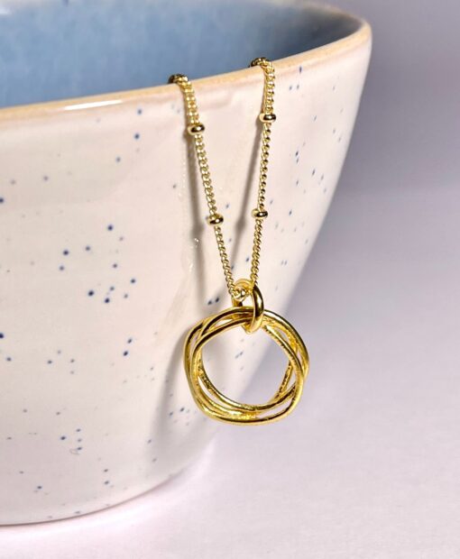 Gold Twisted Circle Necklace